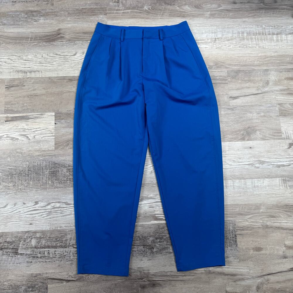 NWT Free People Cobalt Blue Pleated High Rise Tapered Ankle Trousers Pants 6